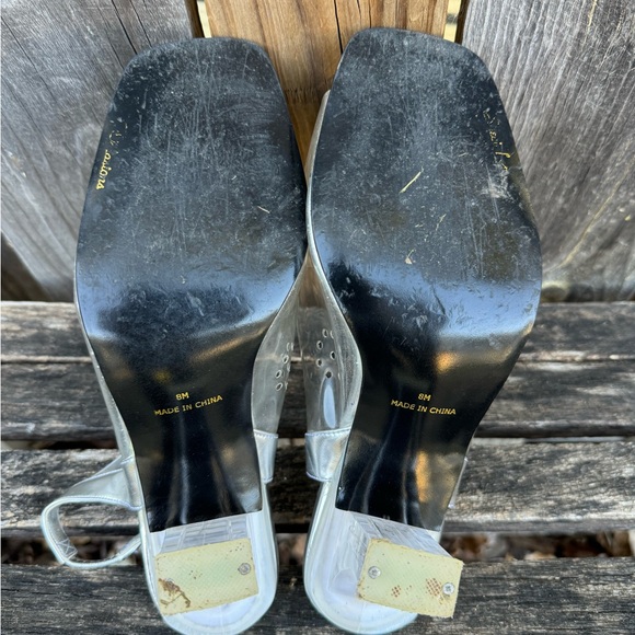 Vintage Lucite Heel Clear Plastic Vamp Slingback Shoes - Size 8 - Picture 7 of 7